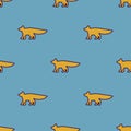 Yellow fox pattern. Silhouettes fox.